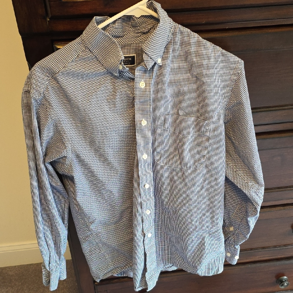 Club Room Men's Blue Check Button-Down Shirt
